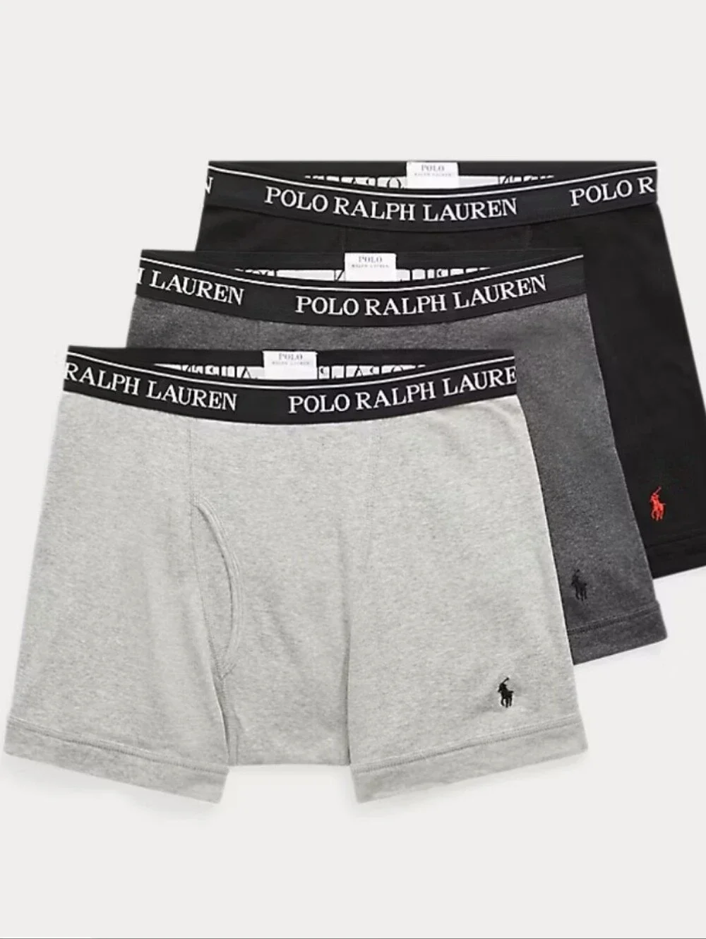 NWT Polo by Ralph Lauren Men's Gray Classic Fit Cotton Boxer Briefs - 3 Pack